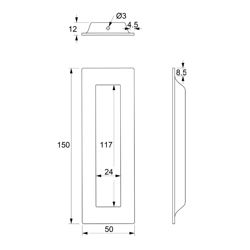 ΧΟΥΦΤΑ ΣΥΡΟΜΕΝΗΣ ΠΟΡΤΑΣ 150x50 mm / ΙΝΟΞ ΜΑΤ